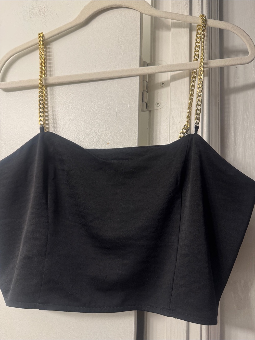 Express Black Crop Top with Gold Chain Straps